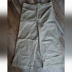 Madewell Emmett Wide Leg Crop Pants Size32 Dark Khaki
